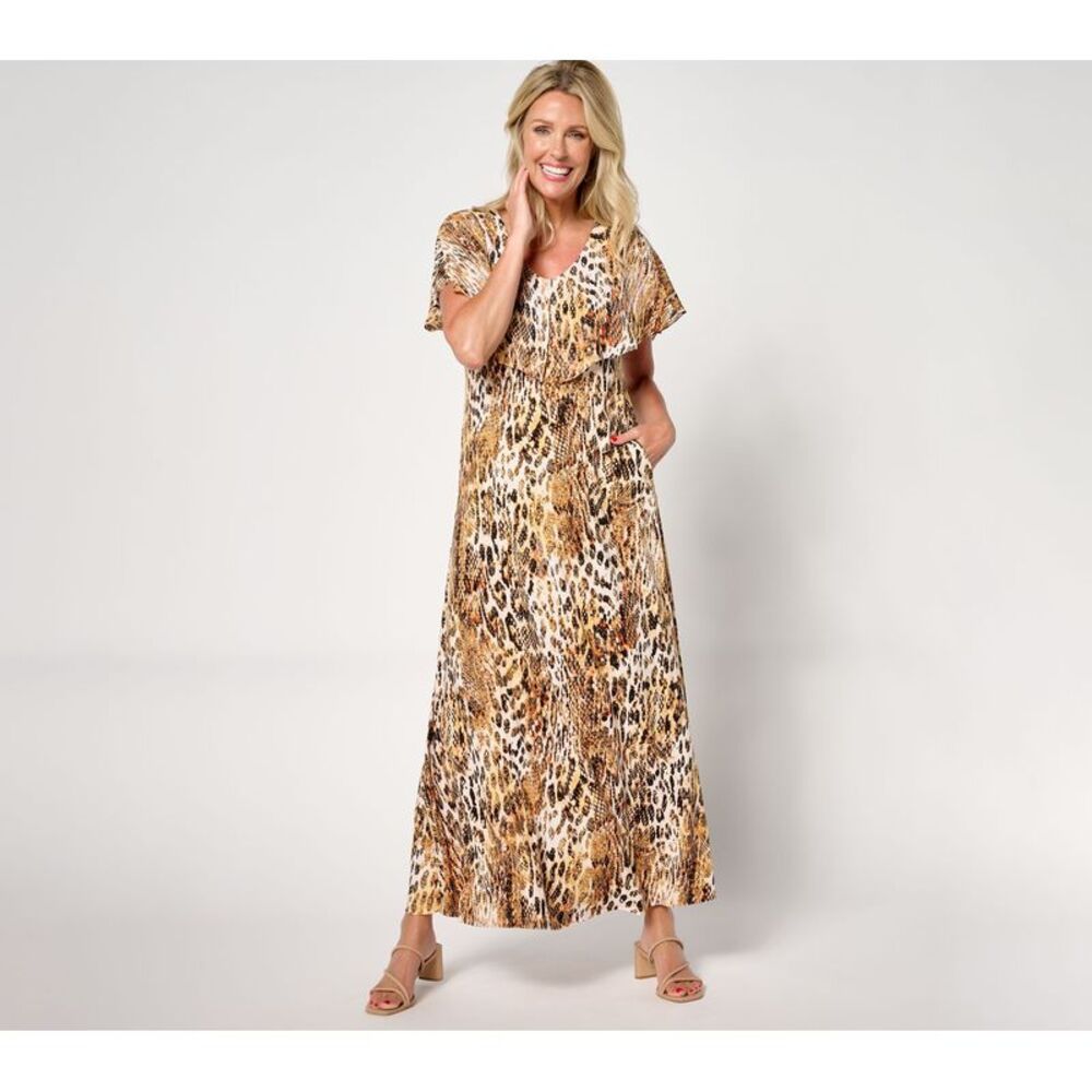 Women Control Women's Petite Dress PS Global Illusions Maxi Multi-colored